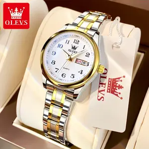 OLEVS Watch OLEVS Watches for Women Business Dress Two Tone Gold Plated Stainless Steel Analog Quartz Digital Date Waterproof Luminous Ladies Wrist Watches Relojes para Mujer