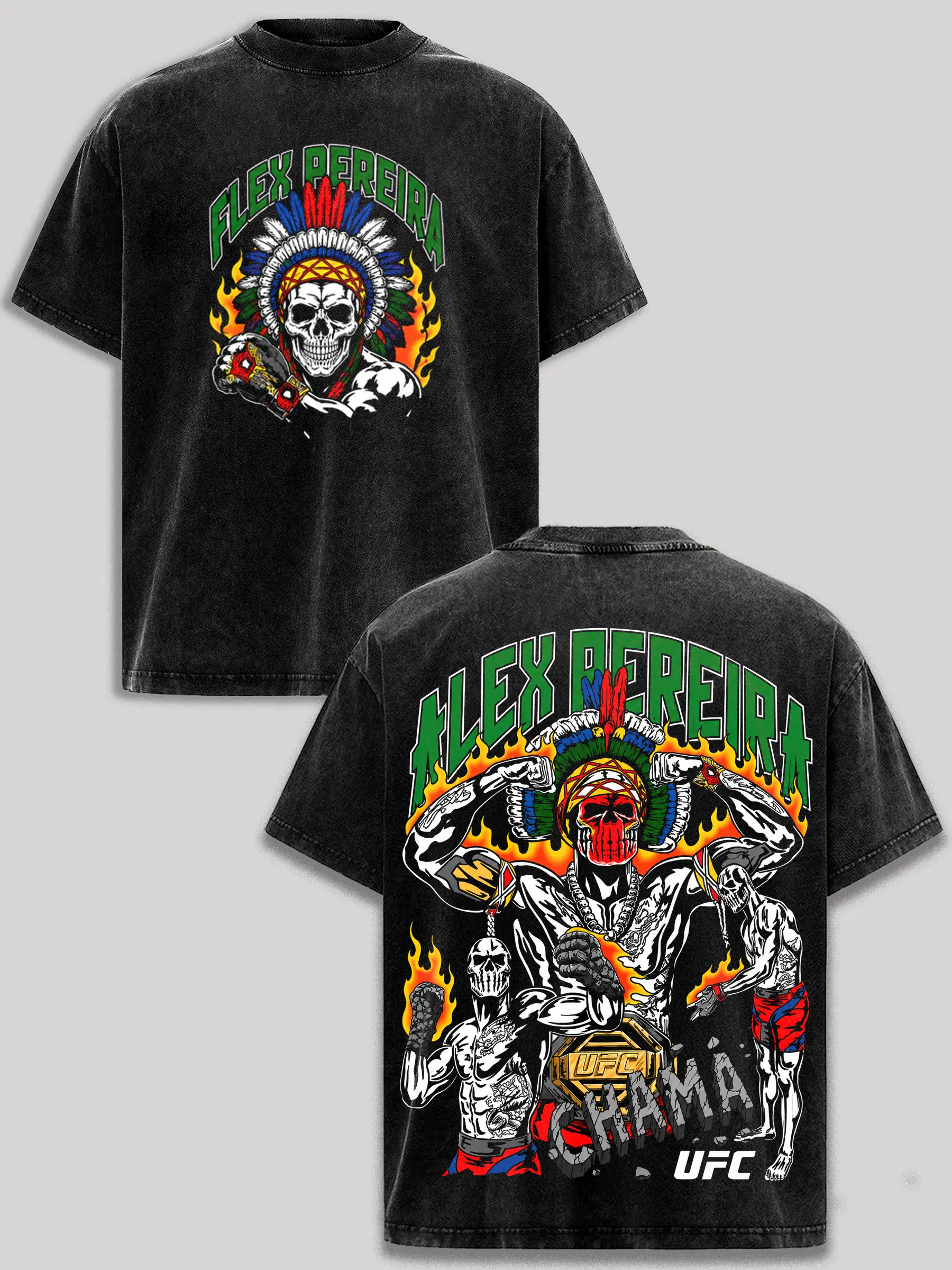 Alex Pereira Vintage Washed T-Shirt Poatan UFC Graphic Tee Alex Pereira Shirt MMA Fighter Kickboxing Champion UFC Champion Knockout Combat Sports Streetwear Retro Acid Wash Cotton Tee Gift for UFC Fans Men Women