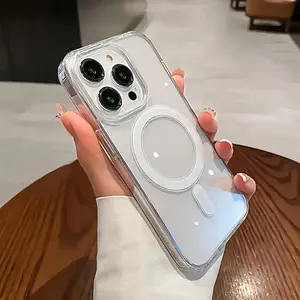 Transparent Cover for Iphone 11/12/13/14/15/16/17, Compatible with Magsafe, Featuring a Magnetic Original Clear Case