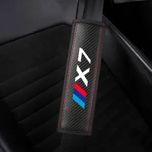 Bmw X7 Seat Belt Shoulder Cover PU Leather Carbon Fiber Stripes Design, Car Interior Decoration, Enhances Driving Comfort, Available in 1pc or 2pcs, Car Interior Accessories, Automotive Decorative Accessories, Aesthetic Car Accessory