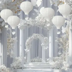 3/6/9 Pure White Hot Air Balloon Paper Lantern Party Supplies Set, Reusable Party Ball Light for DIY Craft Wedding Birthday Engagement Home Classroom Decoration