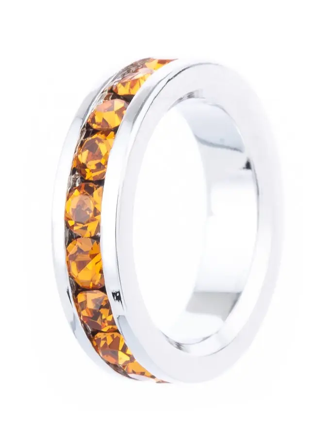 Sterling Silver Channel-set Topaz Austrian Crystal Birthstone Charm