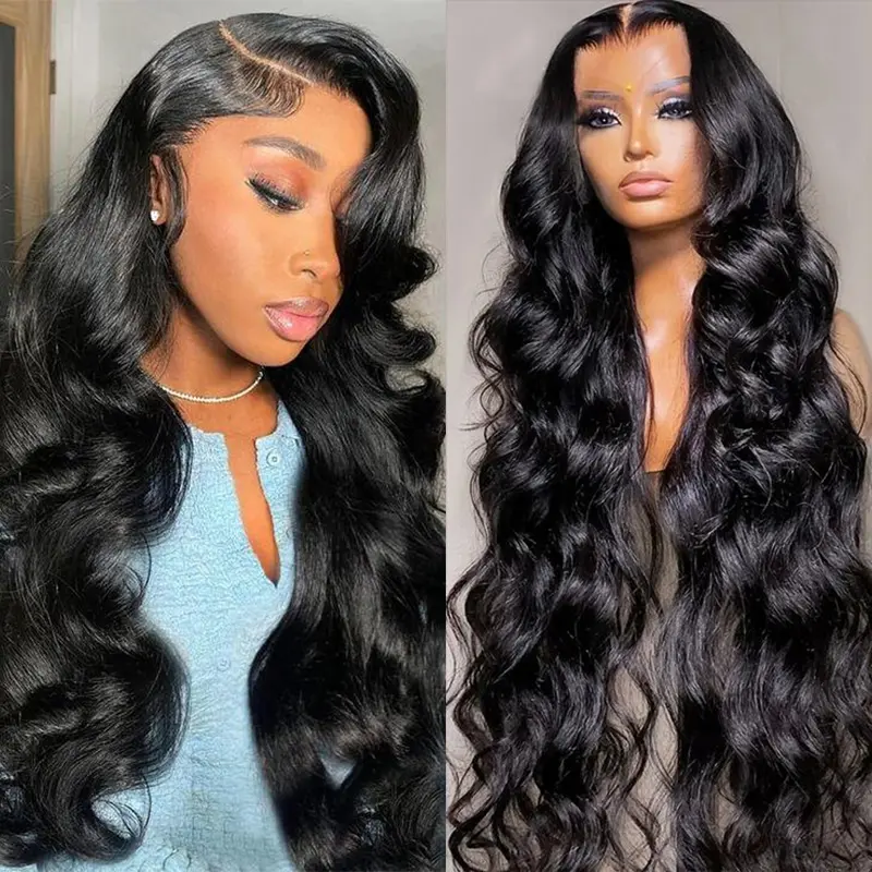 Bling Hair Female 12~36 Inch Brazilian Glueless HD Lace Frontal Wig - Body Wave, 13x4/13x6 Lace Front, Elastic Drawstring, PrePlucked With Baby Hair, For Daily Wear