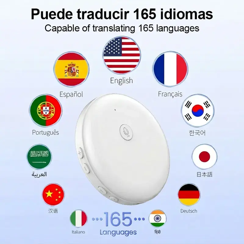 Bluetooth Language Translator Tutor - Spanish & English Practice Companion, 165-Language Support, Accent Assistance for Restaurant Scenarios, Accents, 165 Languages