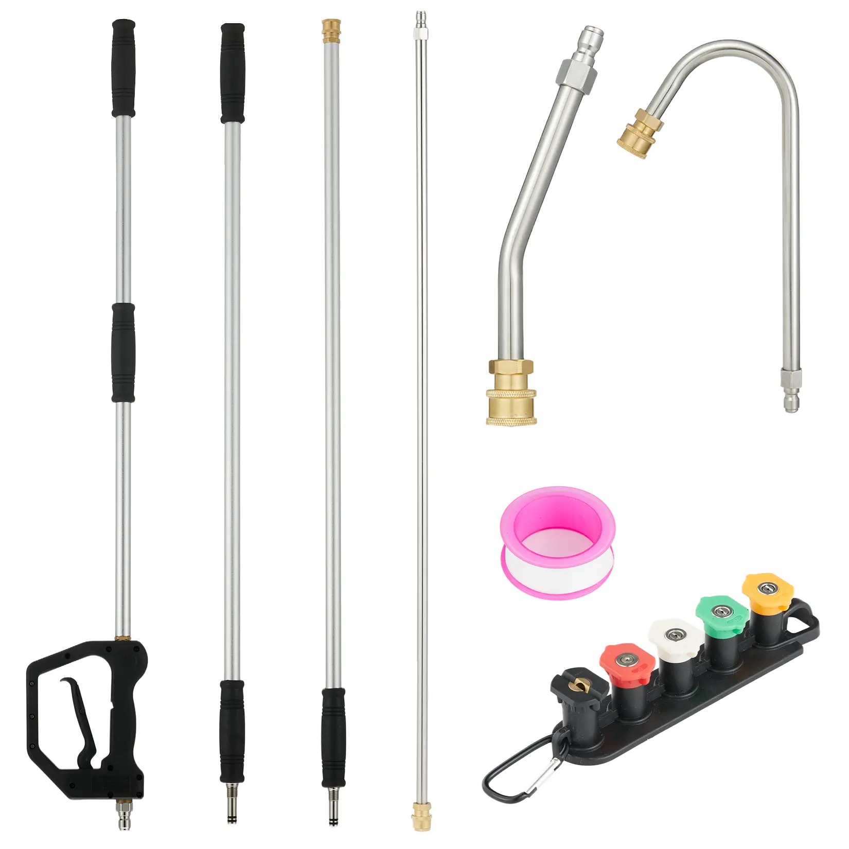 Garvee Heavy Duty Telescoping Pressure Washer Extension Wand – 19ft Max Reach, 4-Section Aluminum Pole, 30° Bent & U-Shaped Ends, 5 Nozzles, Quick Connect – Perfect for Cleaning Gutters, Siding, Windows – Durable & Versatile – Clean High & Far!, Pressure