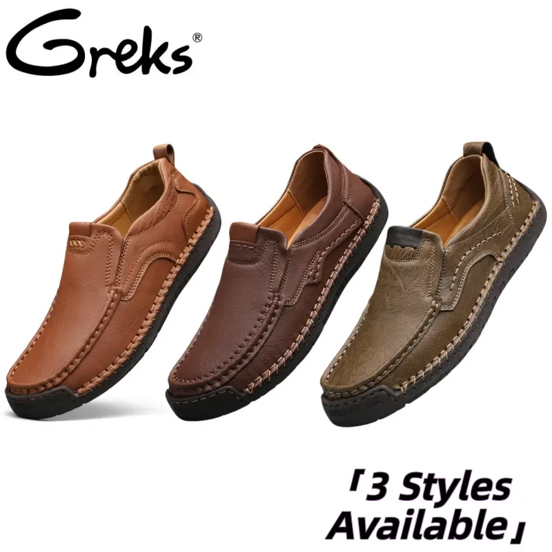 GREKS Men's Classic Slip-On Loafers - Casual Multi-Design Stitching Footwear, Comfortable Driving Moccasins, Flexible Rubber Sole Walking Shoes