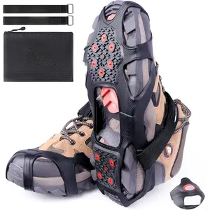 Crampons Ice Cleats, V3 Tungsten Ice Cleats for Shoes and Boots Crampons for Hiking Boots Ice Cleats for Women Men Kids Traction Cleats for Walking on Snow Ice Grips for Fishing, Walking, Running