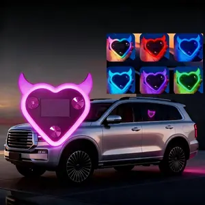 JOYTUTUS Solar Powered Wireless  Shape C-Pillar Neon Light Eco-Friendly Vaccum Stick 9.57mmx8.42mmx15.36mm Modern Stylish Car Interior Decor Valentines Day Gift