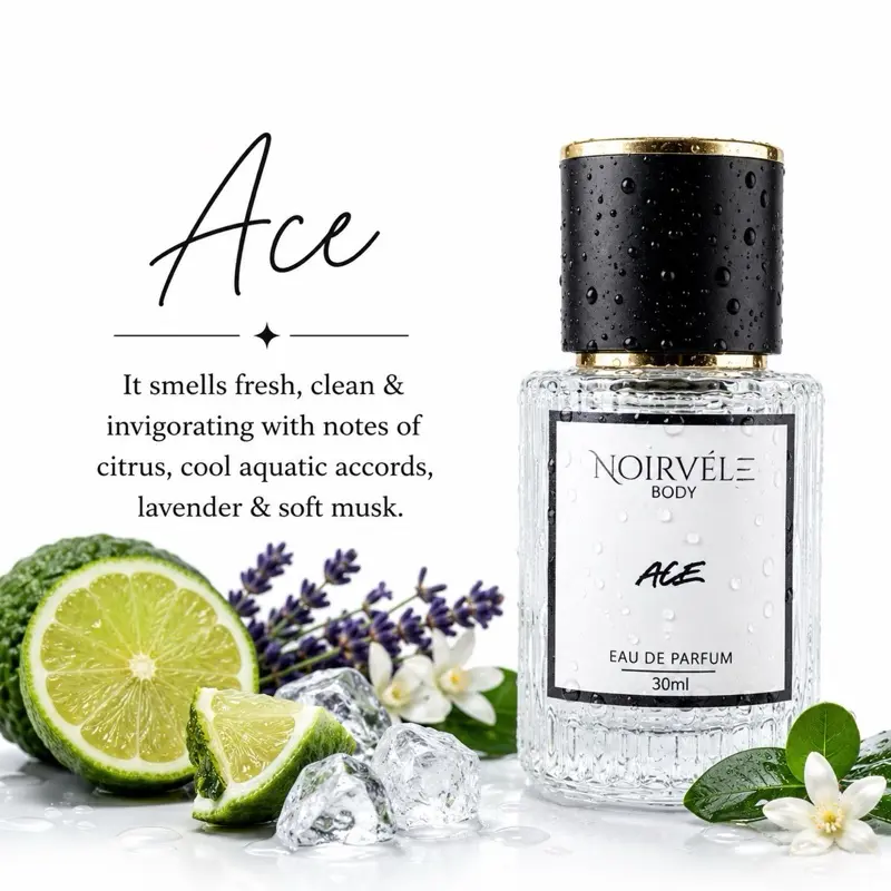 Ace By NoirvèleBody Luxury Men's Cologne - Musky, Floral, Sandalwood Scent, Long-Lasting, Ideal for Date Night Wear
