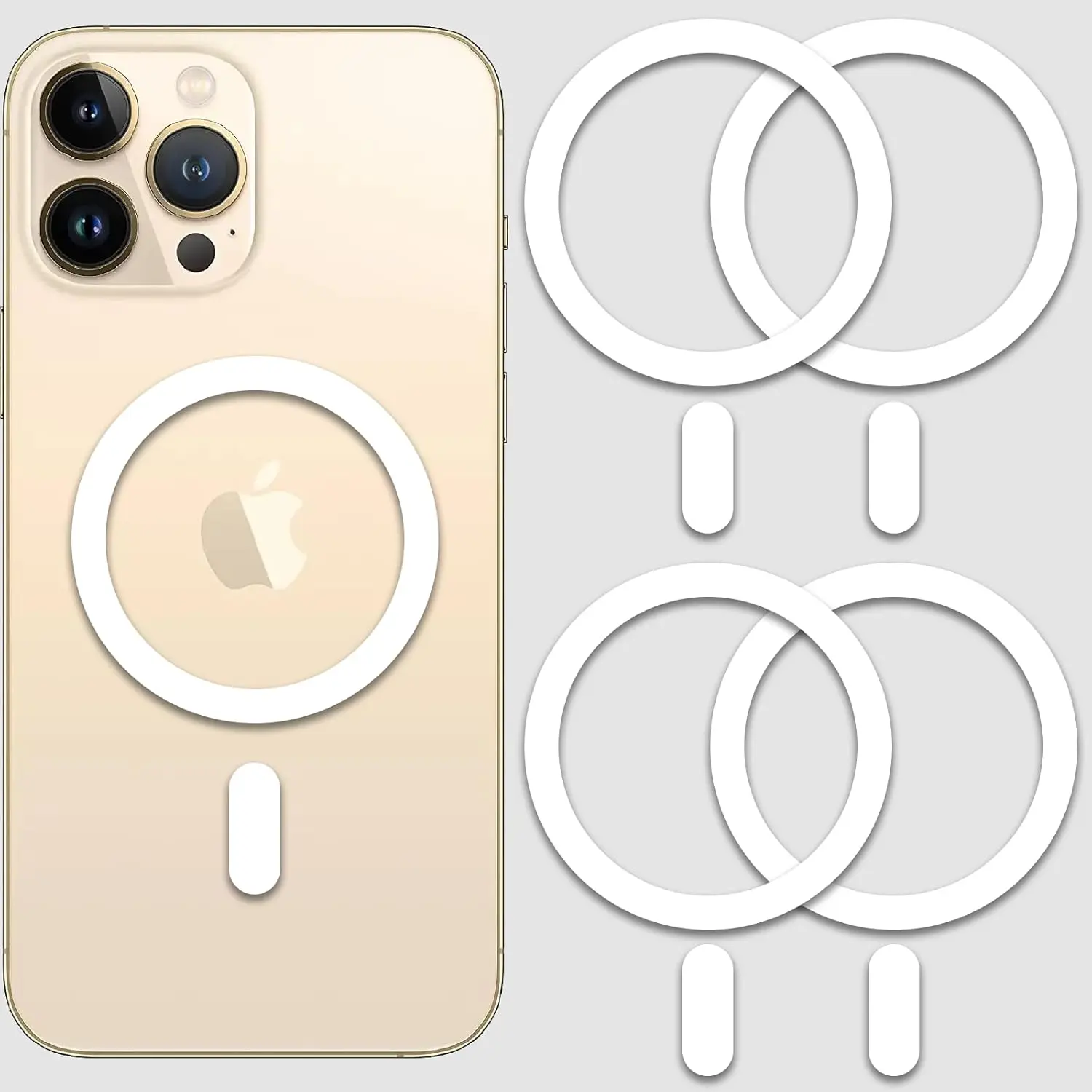 Metal Ring Compatible with MagSafe Sticker Designed for iPh 12~17, Circle   Adapter Rings for Ph Case (White)