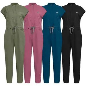 One-PieceFacialScrubStandCollarFlouncedSleeveZipperClothingforOperatingRoomDoctororNurseWork