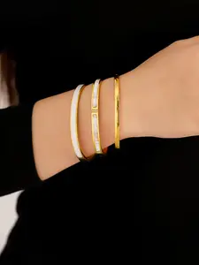 3 simple and stylish stainless steel bracelets, versatile accessories for daily travel, buckle style cuff bracelets that can be easily matched, suitable for all seasons, Stackable Bracelets, perfect gifts for family and friends