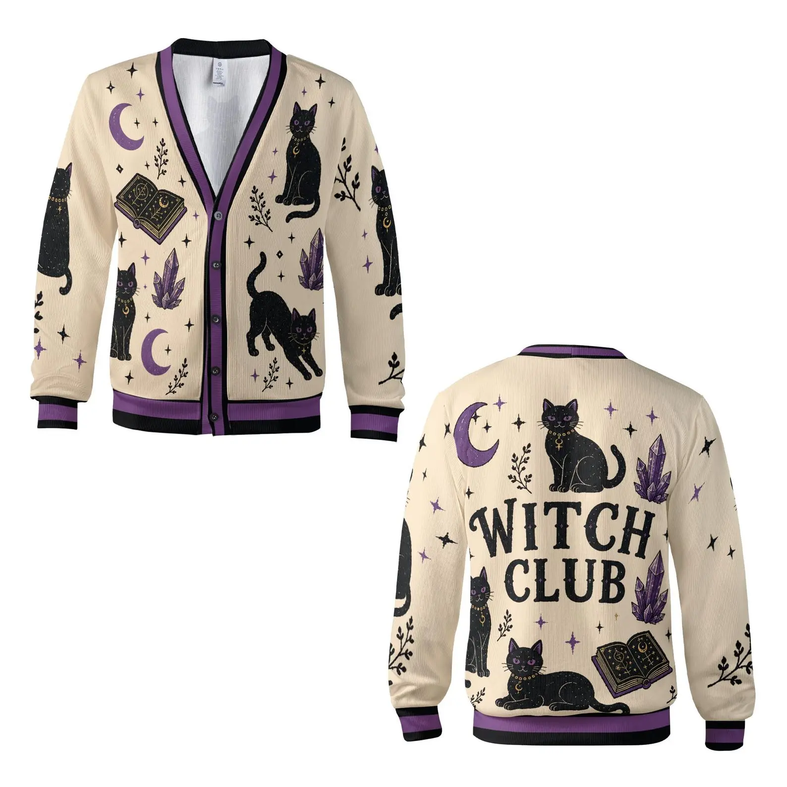 Witch Club Halloween Cardigan, Black Cat Knit Sweater, Spooky Season Button Up Cardigan, Cozy Witchy Fall Cardigan Gift for Women