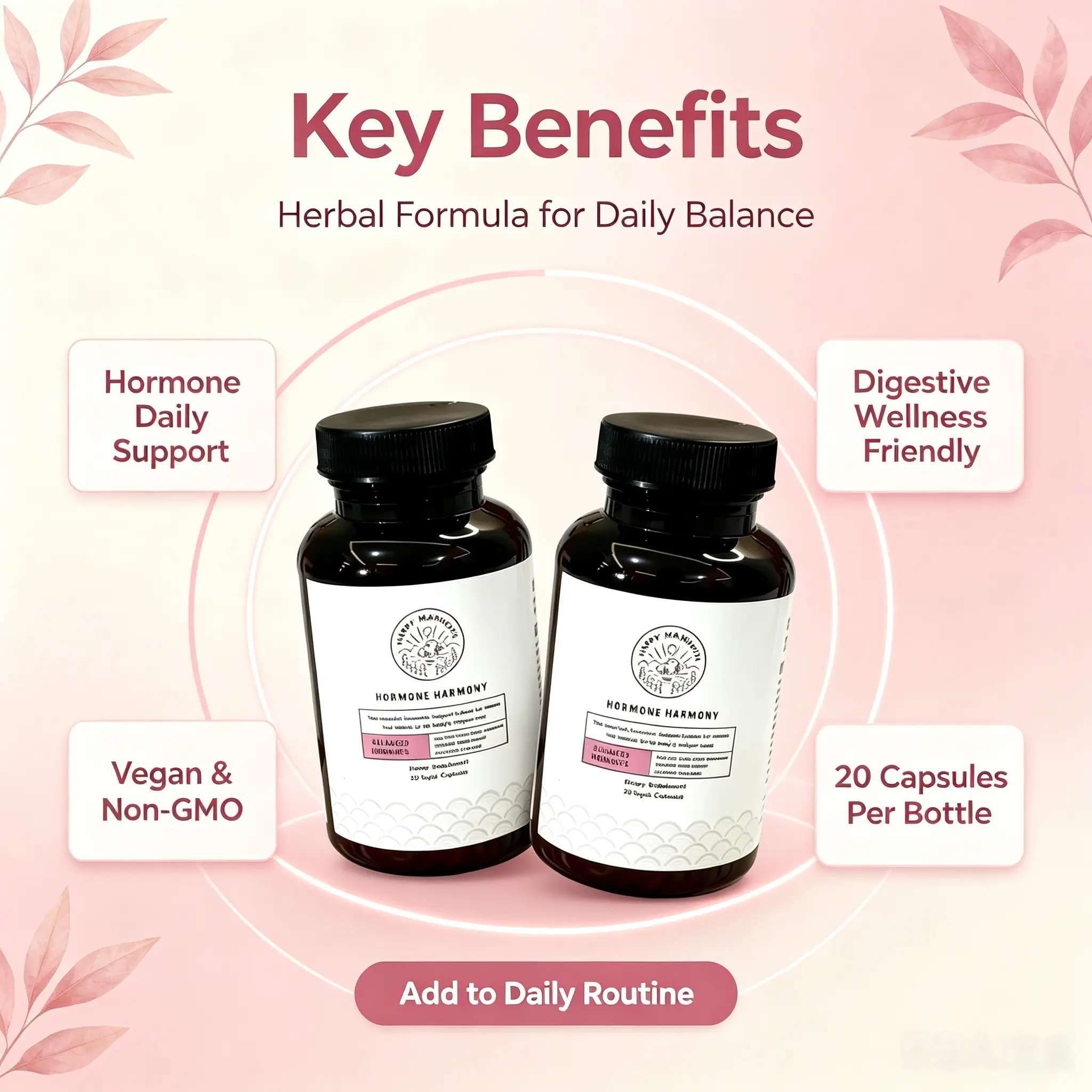 Natural Hormone Harmony Supplement, Non-GMO Herbal Formula, Supports Women’s Monthly Comfort & Digestive Wellness, Gentle Daily Body Care, 2026 Recommended Women’s Wellness Supplement