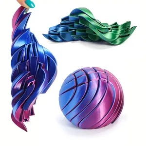 3D Printed Christmas Slime Ball, Deformable Holiday Decoration, Office Desk Toy, Multicolor Gradient New Year Gift, Stress Relief Gadgets, Stress Relief Fidget, Moldable Fidget