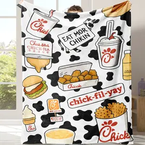 Soft Flannel Cow Print Blanket, Cozy Throw Blanket, Warm Comfortable Throw for Sofa Bed Couch, Lightweight Travel Camping Living Room Office Chair Cover