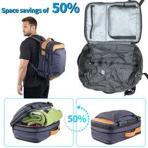 Space-Saver Vacuum Travel Backpack, Amazon Bestseller Vacuum Seal Backpack 60L with Pump, Expandable Air Compression System, Water-Resistant Carry-On Suitcase Luggage for Travel & Business