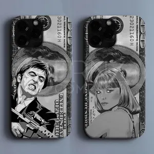 Tony Montana Dollar Couple Phone Case, Scarface Lovers Money Design, Al Pacino & Elvira Phone Cover for iphone 16 15 14 13 12 11, Gift For All