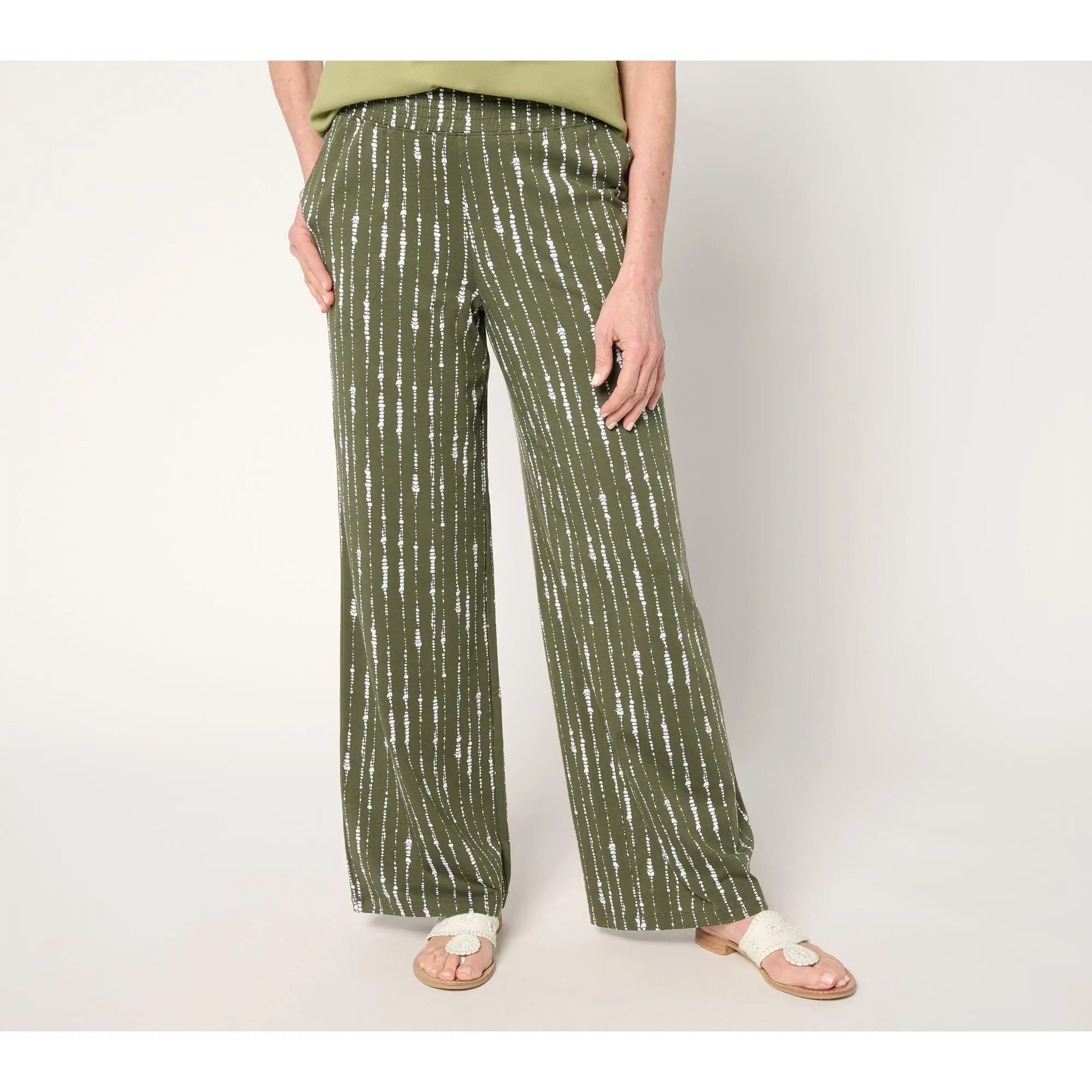 Denim & Co. Beach Petite Jersey Full Length Wide-Leg Pant