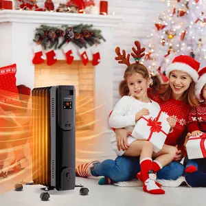 COSTWAY - Oil Filled Radiator Heater with Adjustable Thermostat-Black