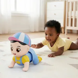 Electric Crawling Baby Toy, Music & Lights, Tummy Time Crawling Trainer for Babies 6-12 Months, Interactive Sensory Toy