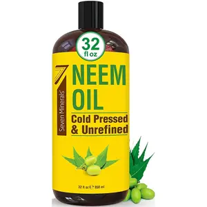 Pure Cold Pressed Neem Oil - 100% Pure Oil for Plants Spray, Skincare, & Haircare. For Dry Skin, Wrinkles, Healthy Hair Growth & Body Care Comfort Plastic Nourishing