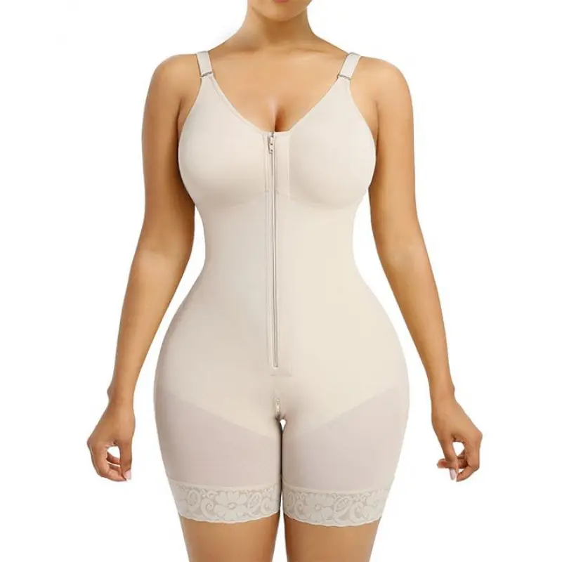 Women's Colombian Compression Shapewear - Tummy Control, Butt Lifter, Zipper Closure, Detachable Shoulder Straps,
