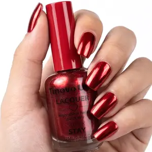Tinovo Uno Glossy Shine 1882 Metallic Red Nail Polish, Liquid Polish, No Need UV/LED Curing, Natural Quick-Drying Formula, Chrome Bright Finish, Salon Quality, Long-lasting Stronger Nails, Manicure Gel, Nail Care