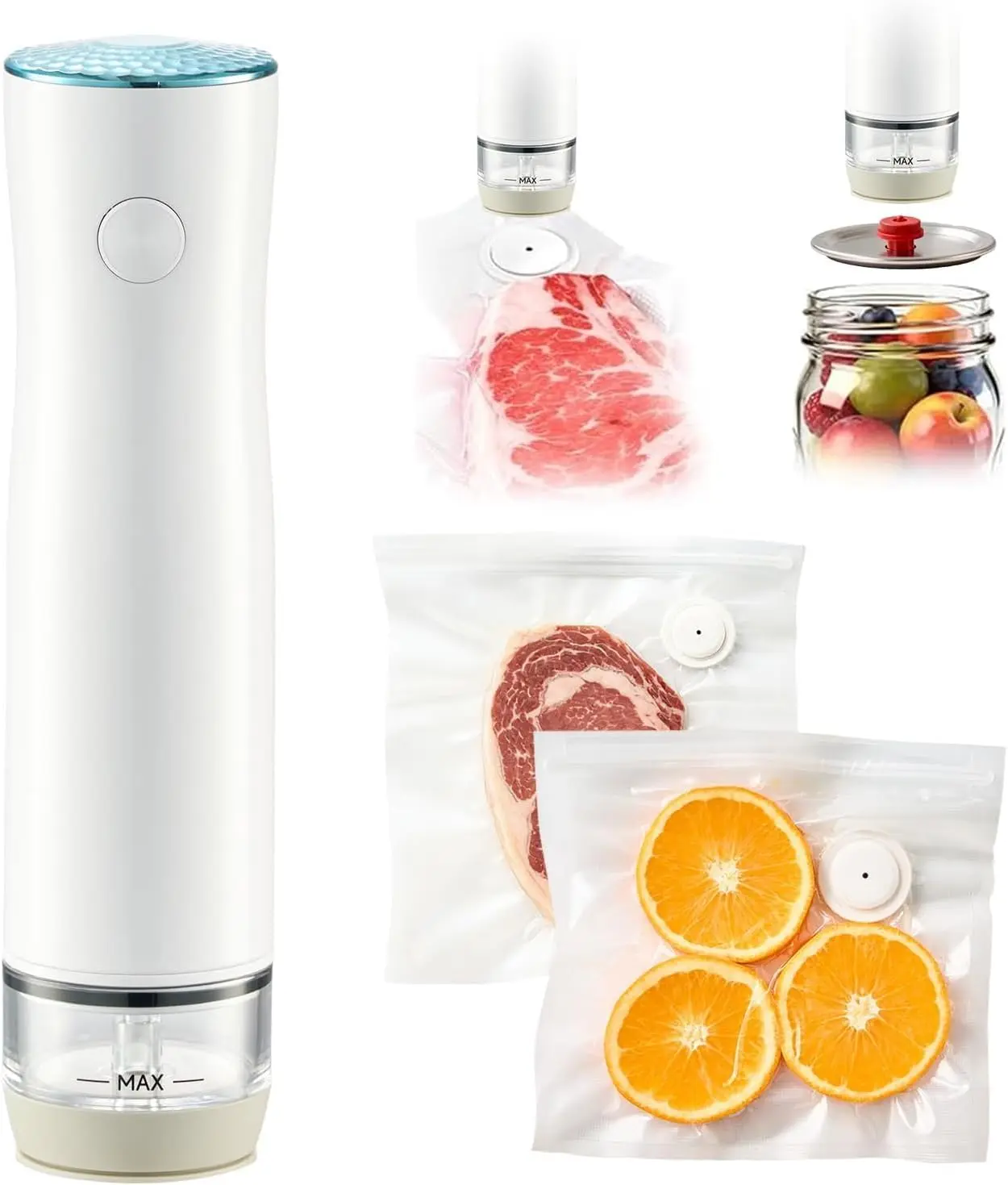 Portable Handheld Vacuum Food Sealer, Wireless Food Saver Machine with 30 Reusable Vacuum Bags, Compact Automatic Vacuum Sealer for Food Storage, Fresh Keeping, Kitchen & Travel Essentials