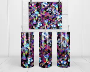 Lisa Frank P3nis 20oz Skinny Tumbler | with Lid and Straw | Holographic Gift Box | Gag Gift | Stocking Stuffer | Secret Santa Gift | White Elephant Gift Exchange Bottle Drinkware