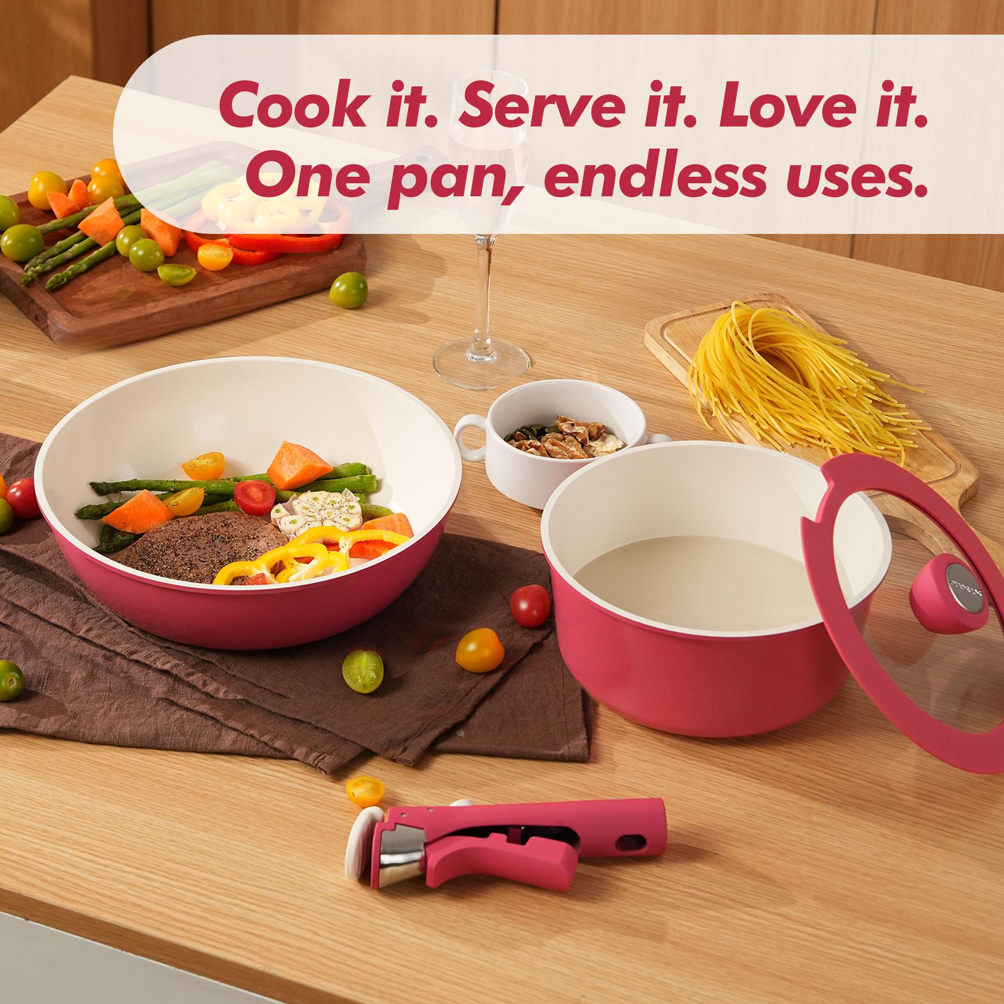 SENSARTE 19pcs Nonstick Pots and Pans Set - Kitchen Cookware Set with Detachable Handle - Includes Pizza Pan & Egg Pan & Kitchen Utensils - Ideal for Home Cooking, RV, Camping - Dishwasher/Oven Safe