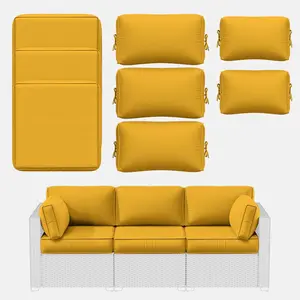 8-Piece Rattan Sofa Replacement Cushions Waterproof 4" Thick Fade-Resistant Deep Seat Outdoor Patio Furniture for Sectional Enhance Style