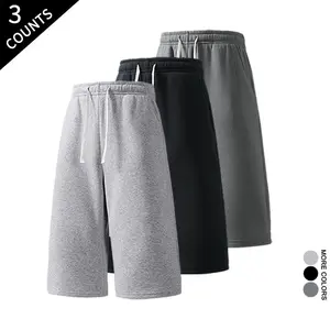 3-Pack Men's Elastic Waist Drawstring Shorts Non-See-Through Casual Shorts