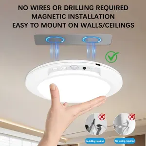 LED Ceiling Light Fixture USB Rechargeable Remote Control Motion Sensor Wall Mounted Dimmable Atmosphere Lighting Indoor Home Bedroom Office Study Corridor