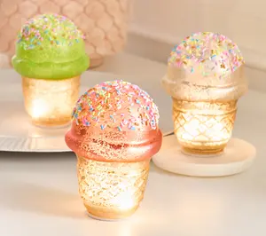 Set of 3 Lit Mercury Glass Ice Cream Cones by Valerie