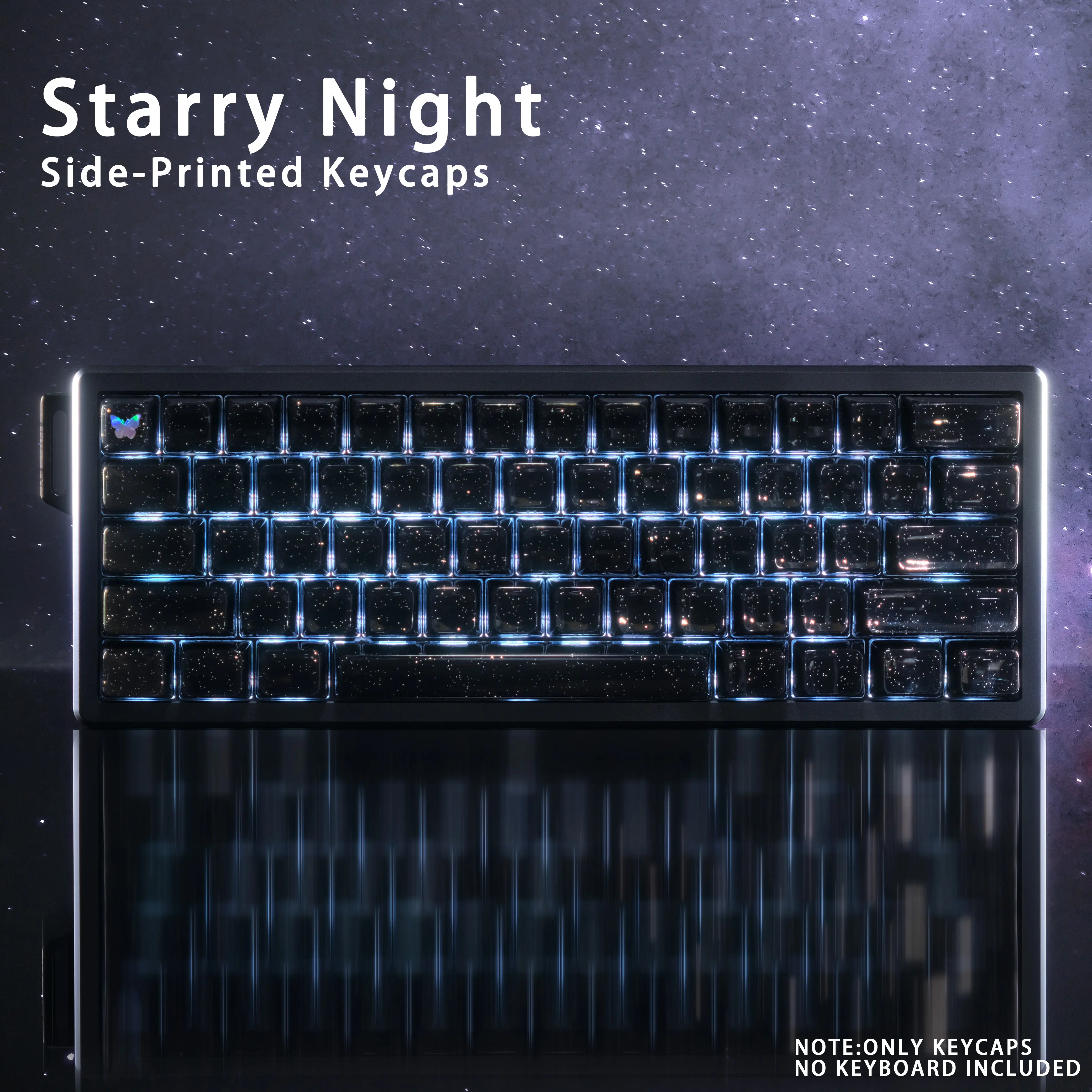 DigAura Starry Night Side-Printed Translucent MDA Profile 122-Key Keycaps Full Set, Keyboard Accessory for MX Switches (Keycaps Only, No Keyboard Included), Keyboard Accessory Keyboards