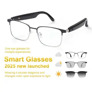 Smart Glasses with Open Ear Photochromic Lenses Polarized Sunglasses Bluetooth Voice Assistant Mic Speakers for Men Women Hands-Free Listening Voice Control Wearable Golden