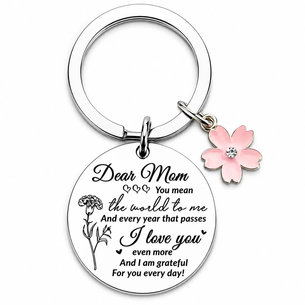Stainless Steel Mom Keychain - Custom Engraved Message Mini Heavy-Duty Fashion Metal Keychain, Thoughtful Gift from Daughter/Son for Mom’s Birthday, Valentine’s Day, Custom Keychains, Mini Metal Keychains