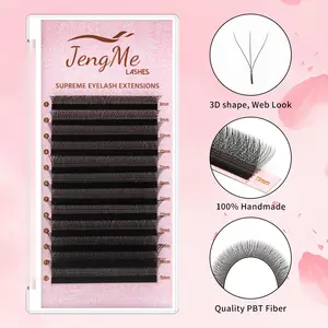 JengMe Supreme 3-Leaf Clover Lash Extensions – DIY W Shape Wispy Eyelashes Natural Look 3D Volume Fans 0.07 mm Web Root Premade Handmade Soft Lightweight Cluster Lashes for Salon & Everyday Makeup  Cosmetic Eyelashes Eyelashes Silky