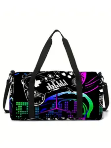 Gamepad Cyberpunk Pattern Print Large-Capacity Travel Duffel Bag, Portable Handheld Storage Bag