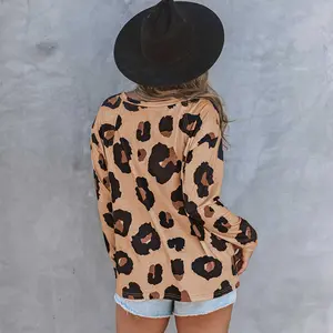 Leopard Print Long Sleeve Loose Top