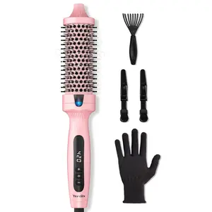 Terviiix Ionic Thermal Brush 1.5 Inch for Blowout Look, Heated Round Brush with 6 Temp Settings, Volumizing Hot Brush for Curling & Straightening, Anti-Frizz Styling Tool