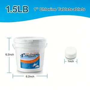 Chlorine Tablets 1" 1.5LB - Must-Have for Pool Spa Hot Tub Water Care