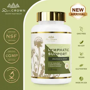 Dr. CROWN Lymphatic Drainage Supplement for Women & Men with Echinacea, Dandelion, Burdock, Cleavers & More - 120 Capsules