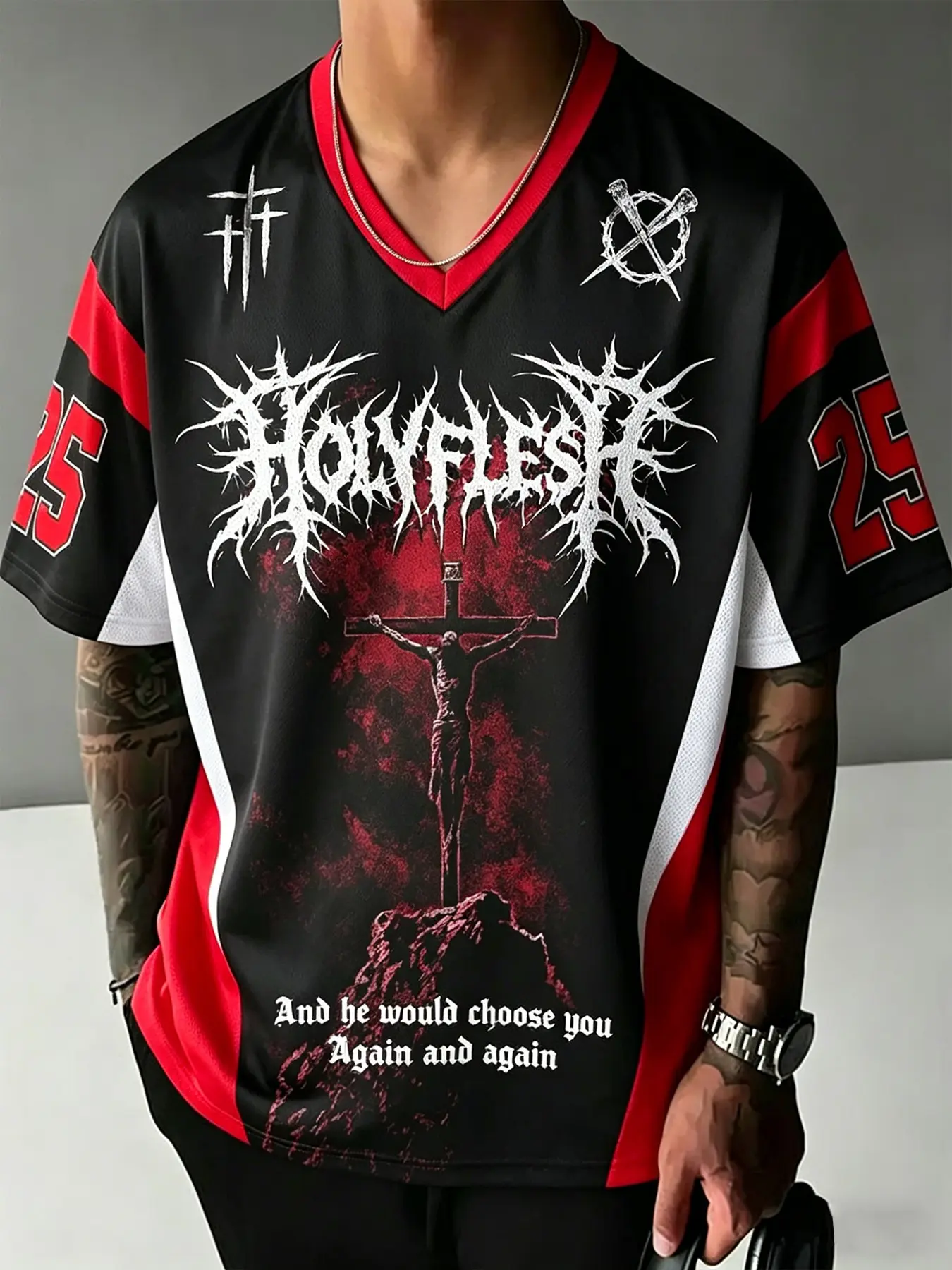 Men's Casual Long Sleeve Graphic Tee, Cross Geometric Pattern Print, Breathable Moisture-Wicking, Summer Comfort Top
