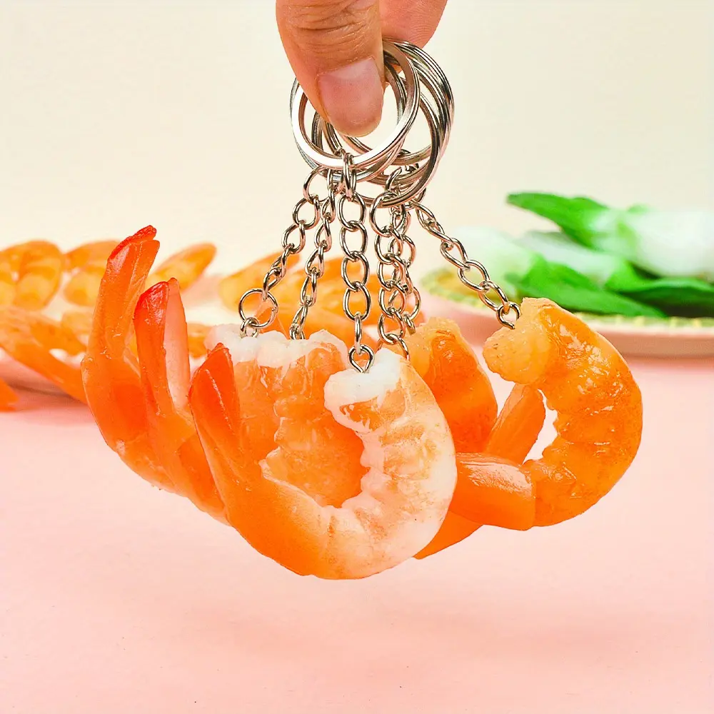Quirky Simulated Shrimp Keychain - 1/20pcs Novelty Prawn Tail Charm for Bags & Accessories, Bag Charms - Christmas Day Gift Idea