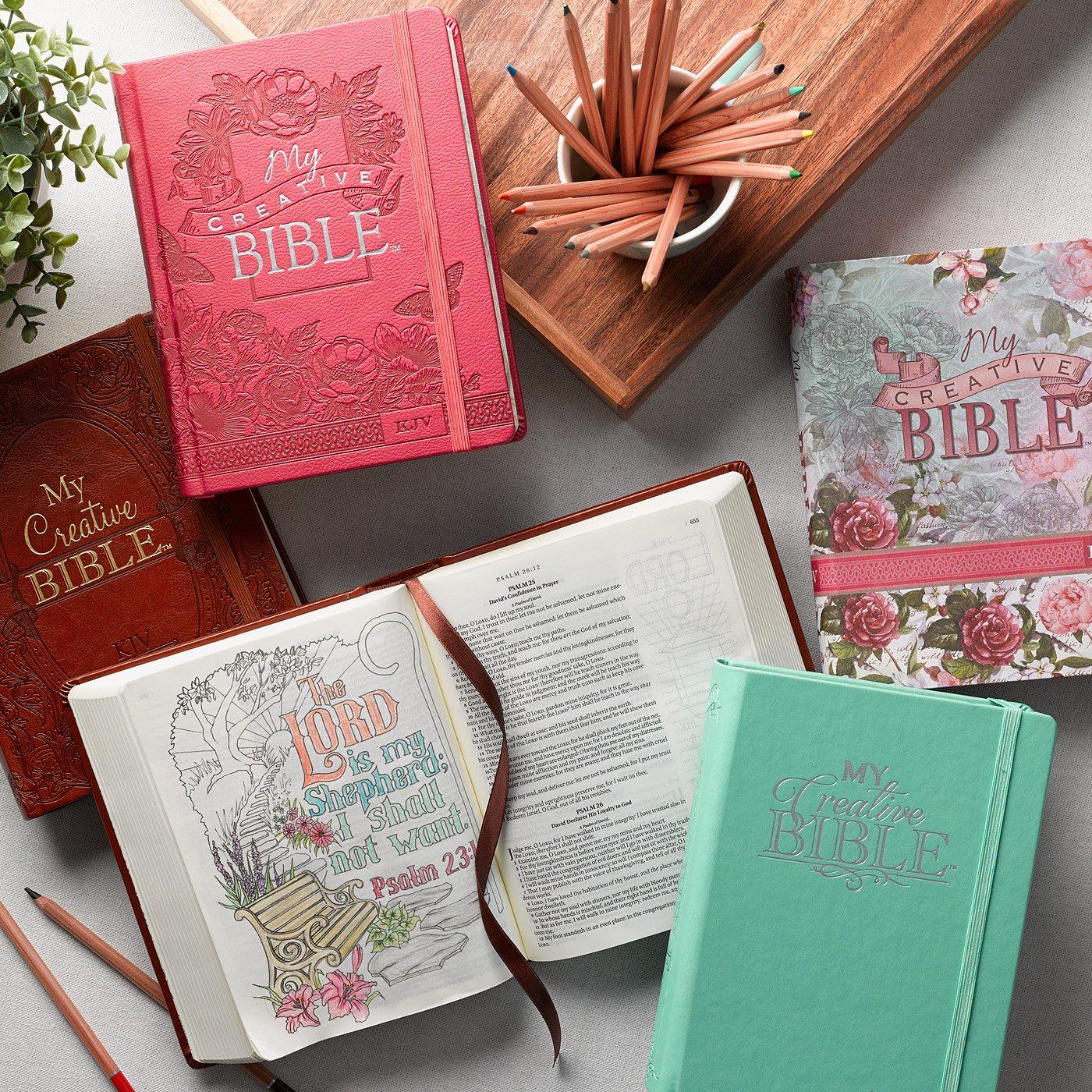 KJV Holy Bible, My Creative Bible, Faux Leather Hardcover - Ribbon Marker, King James Version, Bright Pink w/Elastic Closure (KJV Creative Editions)