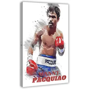 Manny Pacquiao Poster Boxing 2 Canvas Poster Bedroom Decor Sports Landscape Office Room Decor Gift Frame:16x24inch(40x60cm)