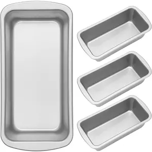 4 Pack Small Loaf Pans for Baking Bread Non Stick Bread Pan Rectangle Baking Tray Toast Mold (,7.2 x 3.7 Inch)