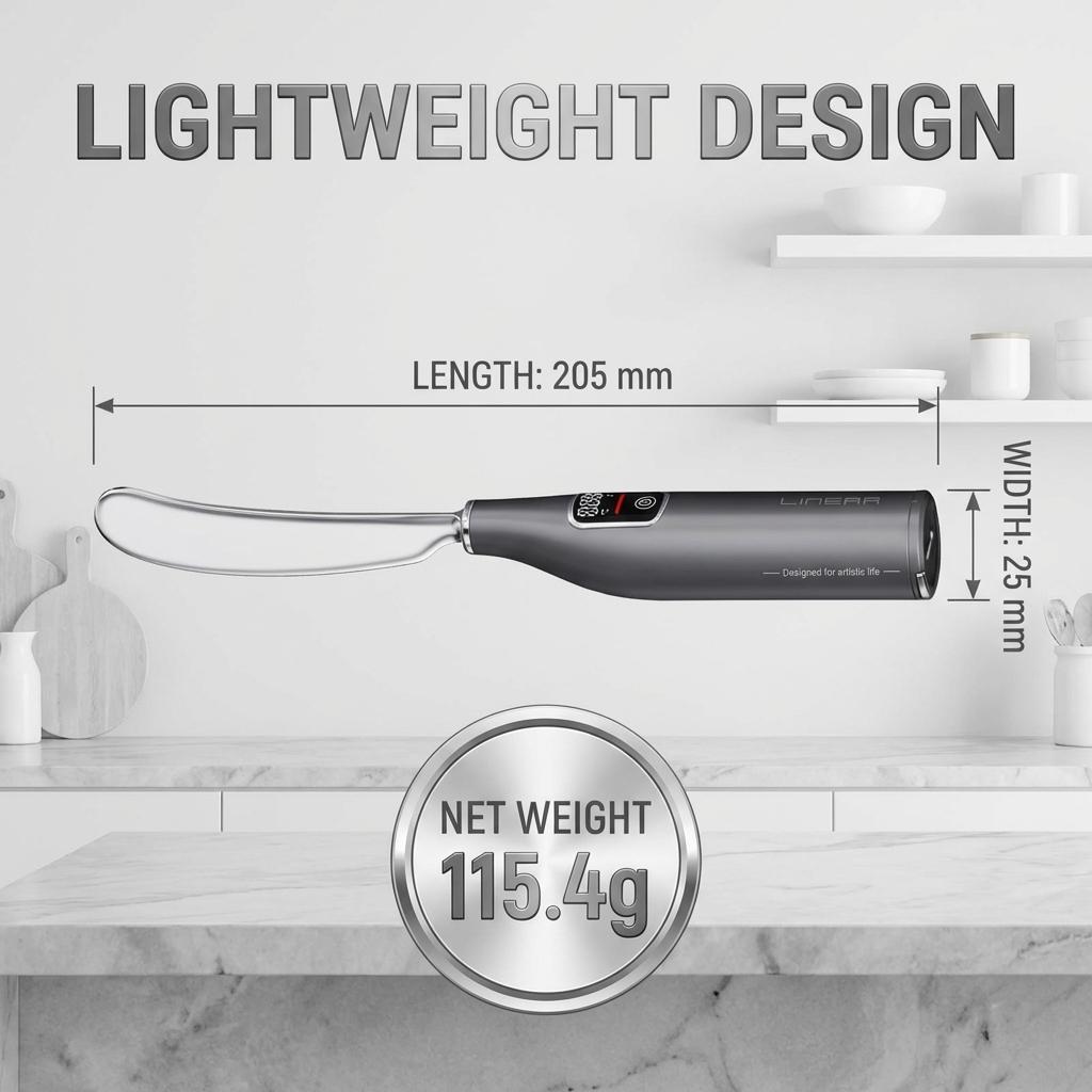 Heated Butter Knife with Digital Display - USB Rechargeable Electric Spreader, Real-Time Temperature Control, Safe Heating Kitchen Gadget for Toast, Cheese, Jam Accurate Temp Sensor Knife, Auto Warm Stainless Steel Cutter
